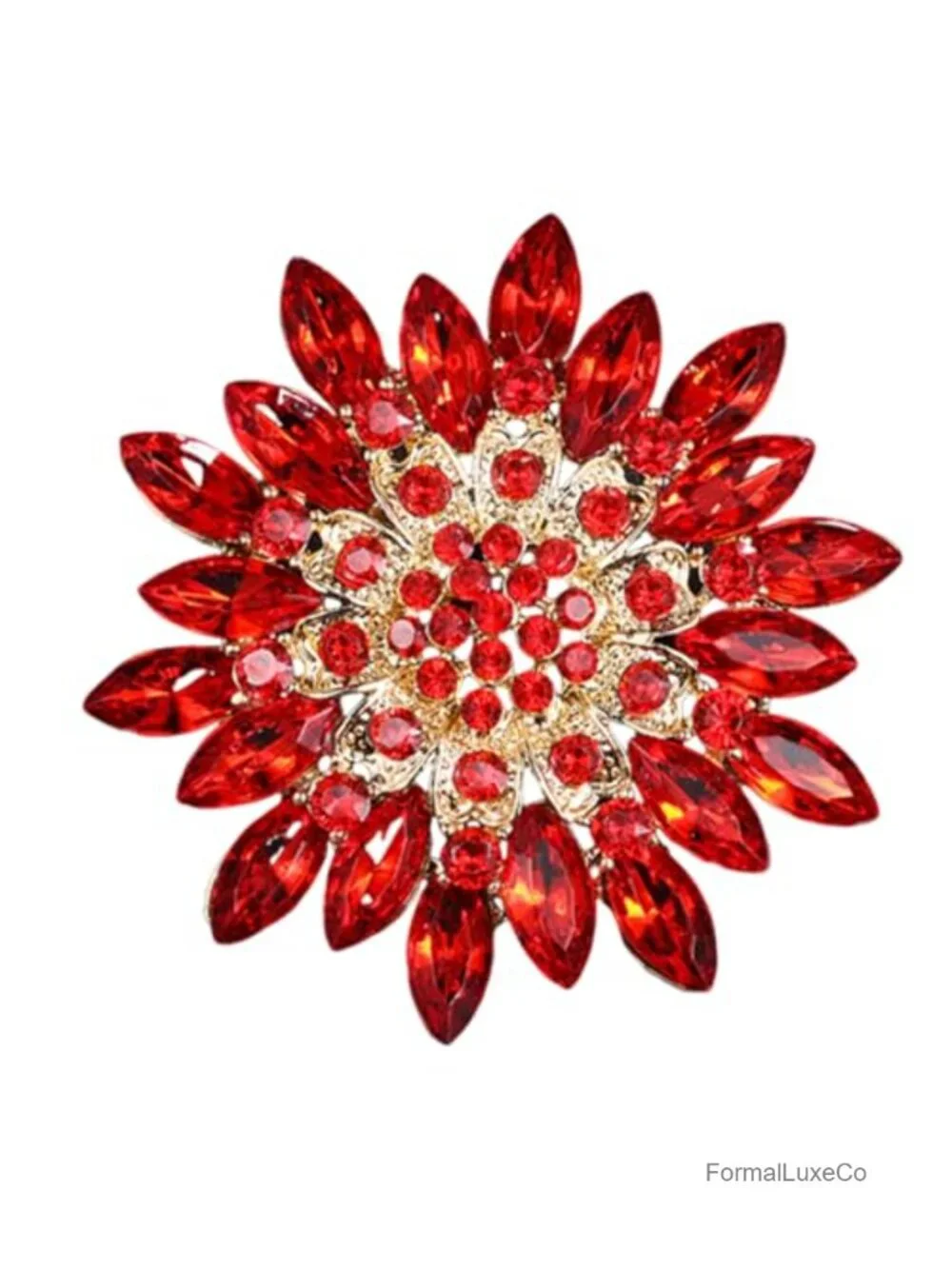 Crystal Sunflower Brooch Pin Gold Plated Statement Jewelry for Women